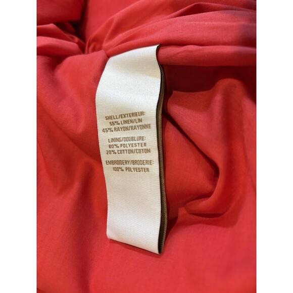 Caroline Constas womens Linen Blend Fit & Flare Midi Dress size 8 Red Whipstitch - Picture 7 of 8